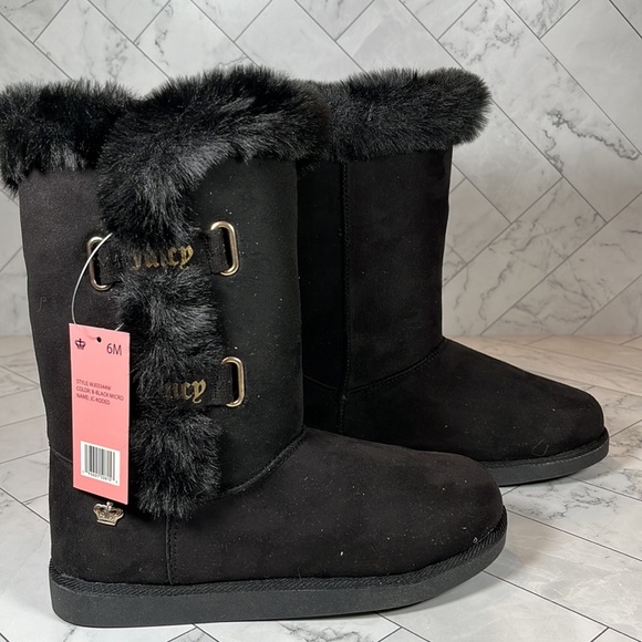 NWT Juicy Couture Juicy Couture Womens Koded Faux Fur Black 6M - Picture 5 of 10
